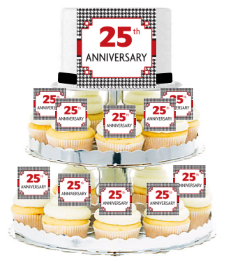 25th Anniversary  Edible Photo  & Edible Cupcake Decoration Toppers