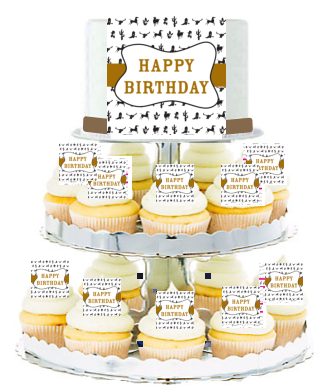Western Happy Birthday  Edible Photo  & Edible Cupcake Decoration Toppers