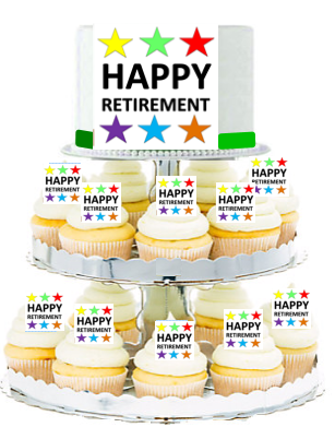 Happy Retirement  Edible Photo  & Edible Cupcake Decoration Toppers