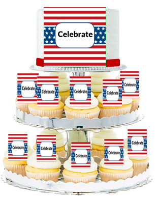 July 4th Celebrate  Edible Photo  & Edible Cupcake Decoration Toppers