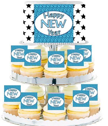 Happy New Year  Edible Photo  & Edible Cupcake Decoration Toppers