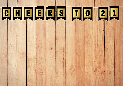 Cheers 21st Brithday Anniversary Black & Mettalic Gold Party Decoration Wall Bunting Banner