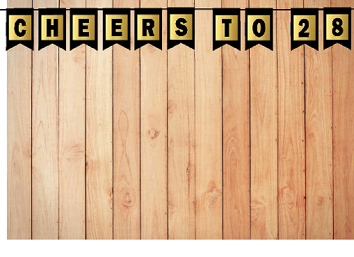 Cheers 28th Brithday Anniversary Black & Mettalic Gold Party Decoration Wall Bunting Banner