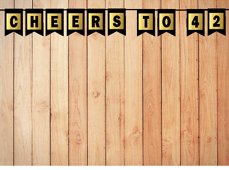 Cheers 42nd Brithday Anniversary Black & Mettalic Gold Party Decoration Wall Bunting Banner