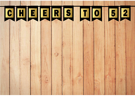 Cheers 52nd Brithday Anniversary Black & Mettalic Gold Party Decoration Wall Bunting Banner