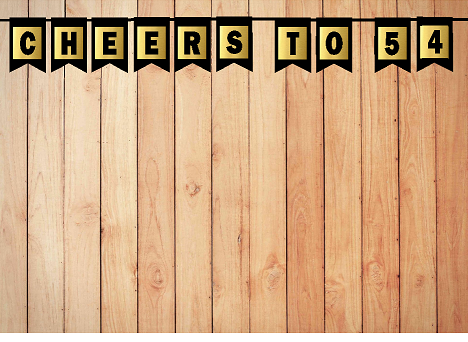 Cheers 54th Brithday Anniversary Black & Mettalic Gold Party Decoration Wall Bunting Banner