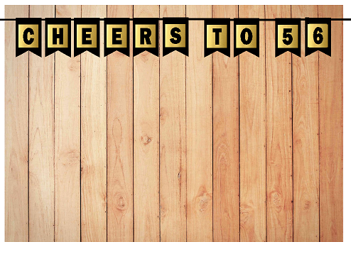 Cheers 56th Brithday Anniversary Black & Mettalic Gold Party Decoration Wall Bunting Banner