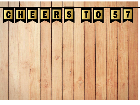 Cheers 57th Brithday Anniversary Black & Mettalic Gold Party Decoration Wall Bunting Banner