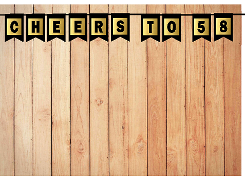 Cheers 58th Brithday Anniversary Black & Mettalic Gold Party Decoration Wall Bunting Banner