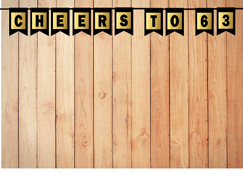 Cheers 63rd Brithday Anniversary Black & Mettalic Gold Party Decoration Wall Bunting Banner