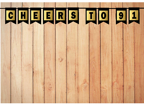 Cheers 91st Brithday Anniversary Black & Mettalic Gold Party Decoration Wall Bunting Banner