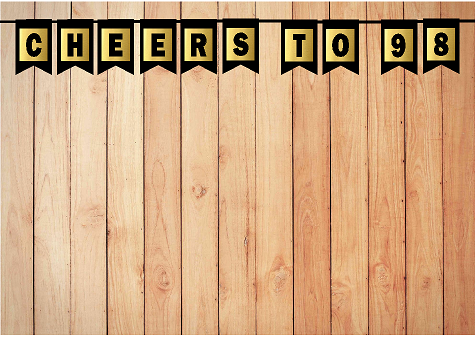 Cheers 98th Brithday Anniversary Black & Mettalic Gold Party Decoration Wall Bunting Banner