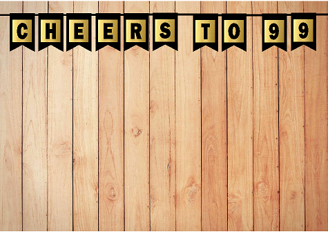 Cheers 99th Brithday Anniversary Black & Mettalic Gold Party Decoration Wall Bunting Banner