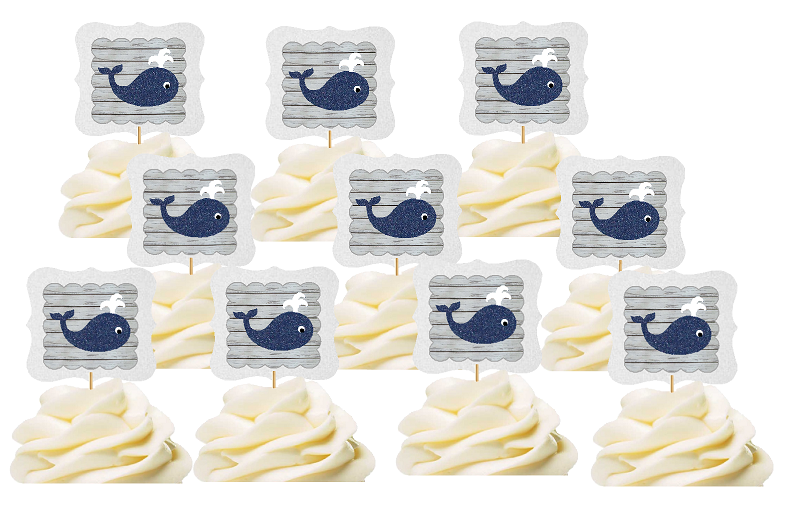 12pk Whale Fish Food - Cake - Cupake Decoration Toppers