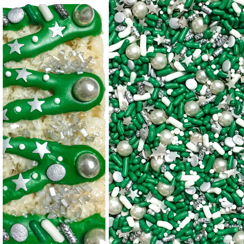 Green White Silver Elegant Chic Cupcake Cake Decoration Confetti Sprinkles Cake Cookie Icecream Donut Jimmies Quins 6oz