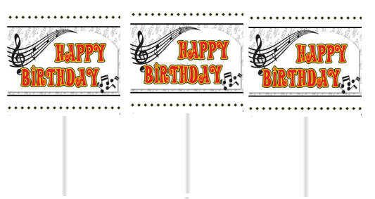 Happy Birthday Music Notes Party Cupcake Picks -12pack