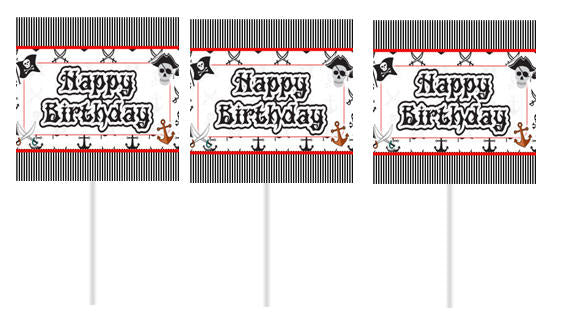 Pirate Birthday Party Cupcake Picks -12pack
