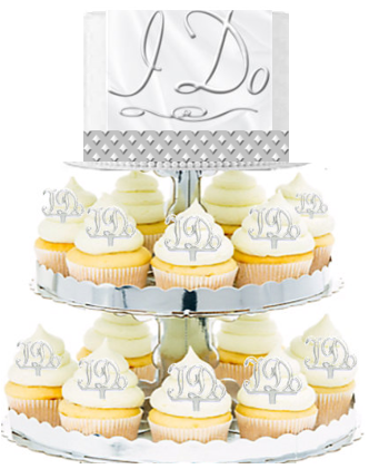 I Do Cascading Cupcake Tower Kit with Edible Sugar with Photo Image and Ribbon