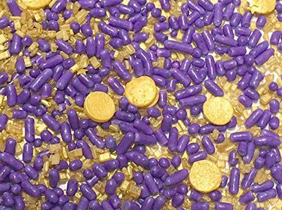 Purple And Gold Cupcake Cake Decoration Confetti Sprinkles Cake Cookie Icecream Donut Jimmies Quins 6oz
