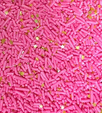 Pink Star Cupcake Cake Decoration Confetti Sprinkles Cake Cookie Icecream Donut Jimmies Quins 6oz