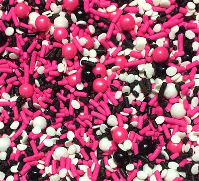 Pink Black And White Cupcake Cake Decoration Confetti Sprinkles Cake Cookie Icecream Donut Jimmies Quins 6oz