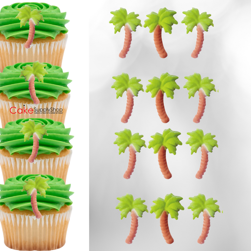 Palm Tree Edible Cake Cupcake Sugar Decorations -12ct