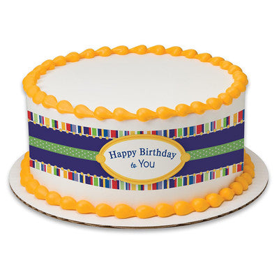 Happy Birthday To You Birthday Peel  & STick Edible Cake Topper Decoration for Cake Borders