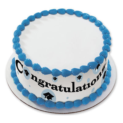 Hats Off Grad Congrats Congratulations Graduates Cap Birthday Peel  & STick Edible Cake Topper for Cake Borders