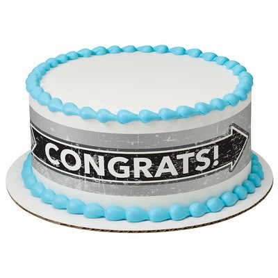 Marquee Congrats! Birthday Peel  & STick Edible Cake Topper Decoration for Cake Borders