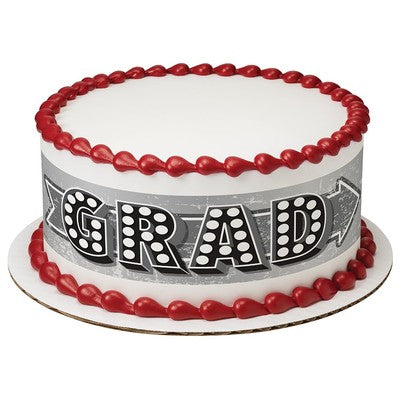 Marquee Grad Birthday Peel  & STick Edible Cake Topper Decoration for Cake Borders