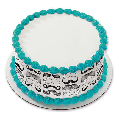 Mustache Birthday Peel  & STick Edible Cake Topper Decoration for Cake Borders