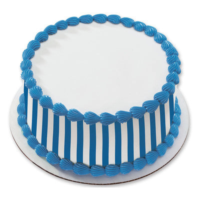 Nautical Blue Stripes Birthday Peel  & STick Edible Cake Topper Decoration for Cake Borders