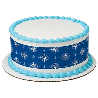 Nautical  Birthday Peel  & STick Edible Cake Topper Decoration for Cake Borders