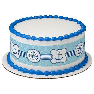 Nautical Compass Birthday Peel  & STick Edible Cake Topper Decoration for Cake Borders