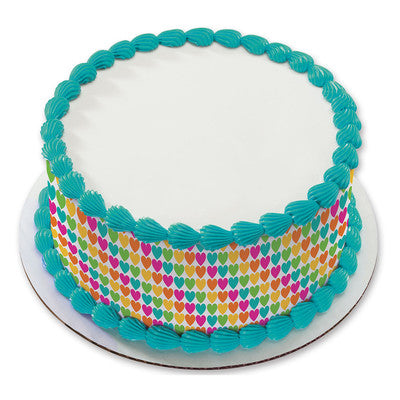 Rainbow Heart Birthday Peel  & STick Edible Cake Topper Decoration for Cake Borders