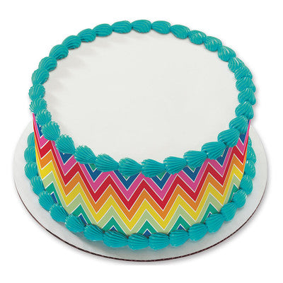 Rainbow Zig Zag Birthday Peel  & STick Edible Cake Topper Decoration for Cake Borders