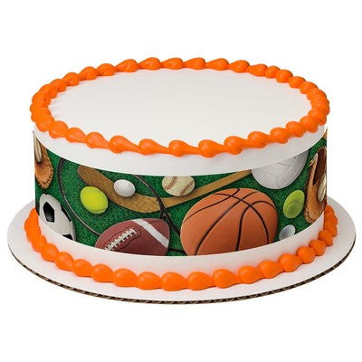 All Sports Hockey Football Soccer Tennis Baseball Birthday Peel  & STick Edible Cake Topper Decoration for Cake Borders