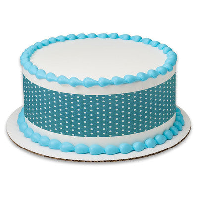 Blue Polka Dots Birthday Peel  & STick Edible Cake Topper Decoration for Cake Borders