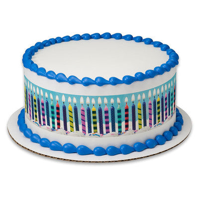 Blue Candles Birthday Peel  & STick Edible Cake Topper Decoration for Cake Borders