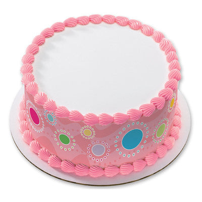 Cutie Pie Bursts Pink Birthday Peel  & STick Edible Cake Topper Decoration for Cake Borders