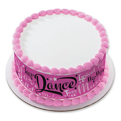Dance Hot Pink and Black Birthday Peel  & STick Edible Cake Topper Decoration for Cake Borders