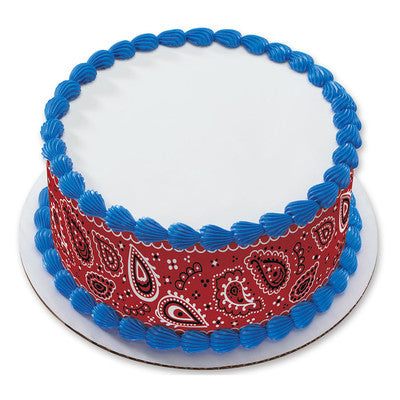 Red Bandana Western Cowboy  Peel  & STick Edible Cake Topper Decoration for Cake Borders