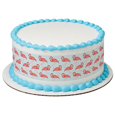 Flamingos Birds Feathers Birthday Peel  & STick Edible Cake Topper Decoration for Cake Borders