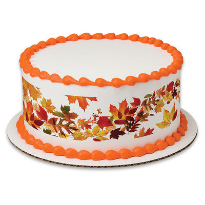 Fall Flowering Leaves Birthday Peel  & STick Edible Cake Topper Decoration for Cake Borders