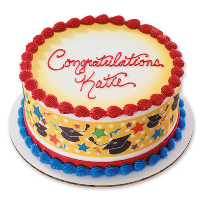 Grad Party Graduation Caps Birthday Peel  & STick Edible Cake Topper Decoration for Cake Borders