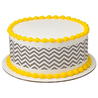 Gray Grey Chevron Birthday Peel  & STick Edible Cake Topper Decoration for Cake Borders