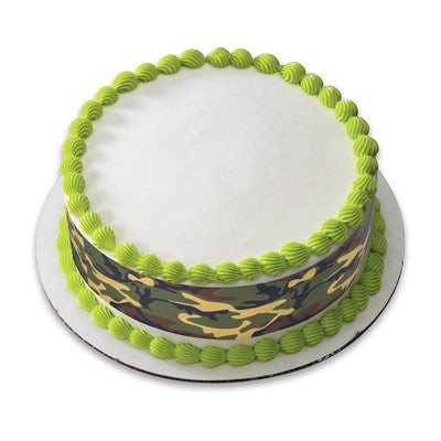 Green Camo Camoflauge Birthday Peel  & STick Edible Cake Topper Decoration for Cake Borders