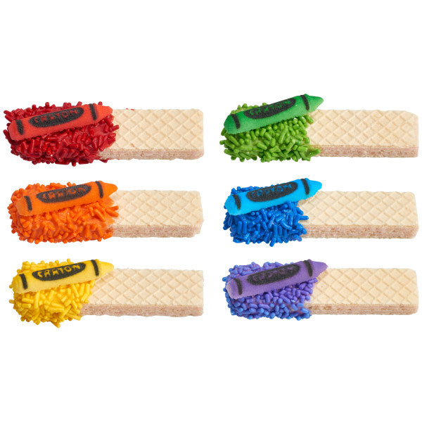 Crayons  2 1-8" Edible Cake Cupcake Sugar Decorations -12ct