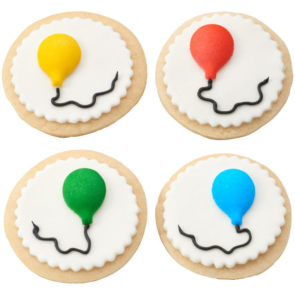 Bold Balloon Edible Dessert Toppers Ready To Use Edible Cake Cupcake Sugar Icing Decorations -12ct