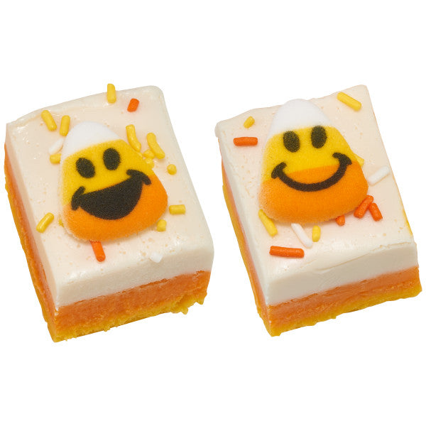 Candy Corn Faces Edible Dessert Toppers Cake Cupcake Sugar Icing Decorations -12ct